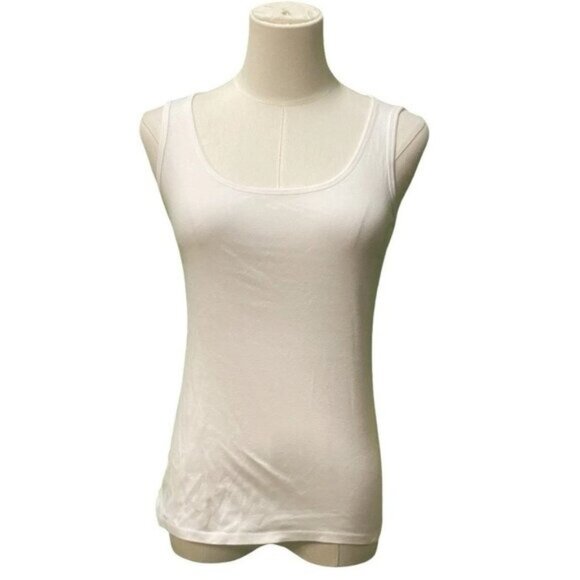 Talbots Stretch Weekend Tank - Sleeveless U-Neck Cotton Blend White Tank Size PS - Picture 1 of 4
